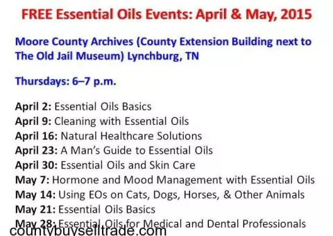 FREE Essential Oils Events: April and May, 2015